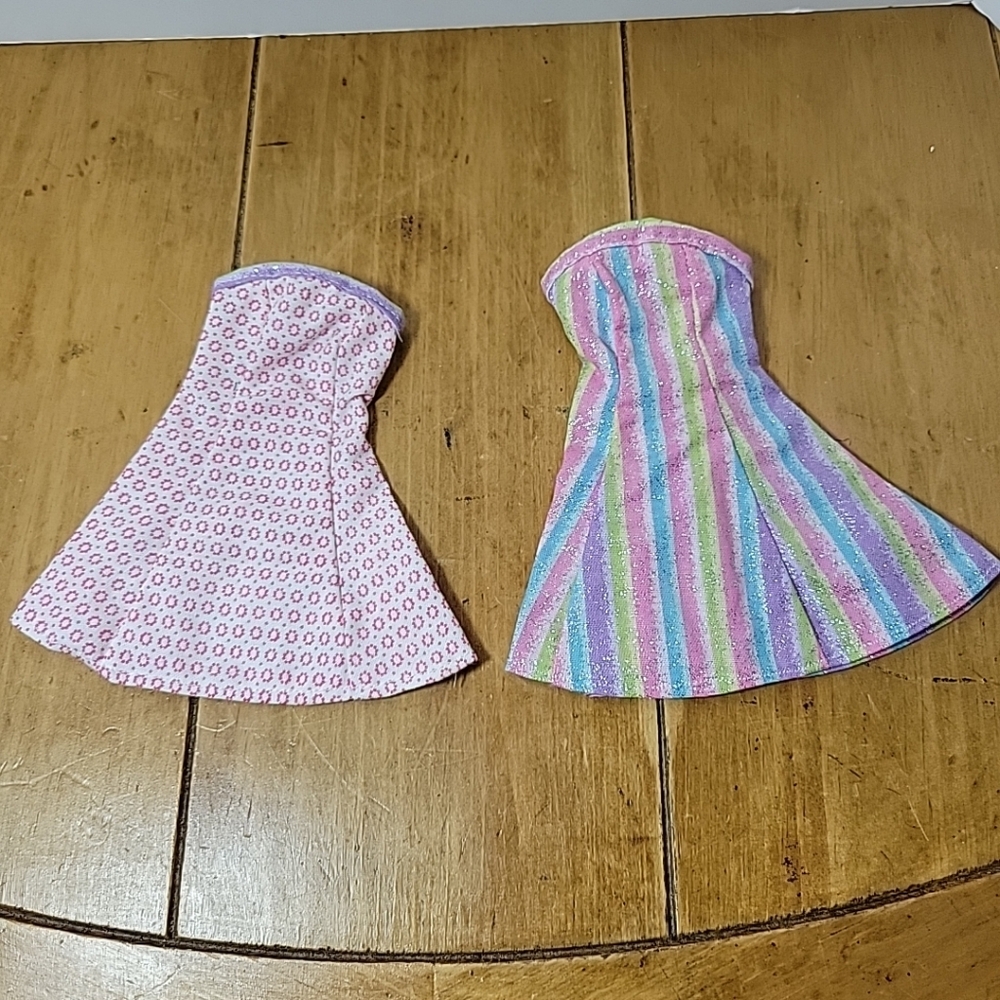 2 Handmade Dresses Made For Barbie & Similar Size 11½" Fashion Dolls Made TX USA